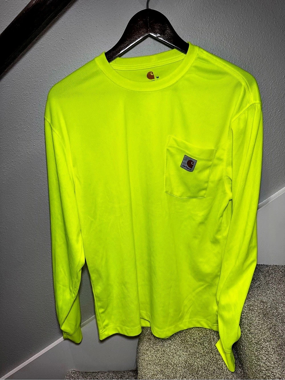 Carhartt Workwear Long Sleeve Pocket T-Shirt Yellow Medium Like New